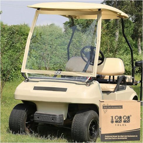 10L0L Golf Cart Foldable Windshield for Club Car DS, Portable Clear Film PVC Impact-Resistant Windproof in Saudi Arabia