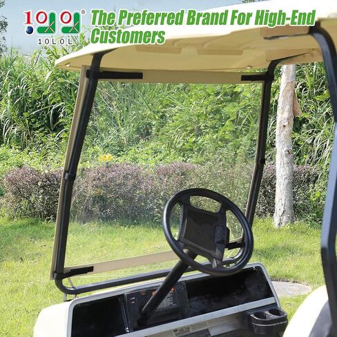 10L0L Golf Cart Foldable Windshield for Club Car DS, Portable Clear Film PVC Impact-Resistant Windproof in Saudi Arabia