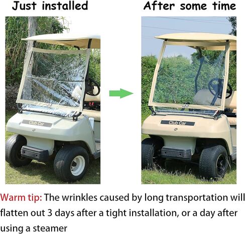 10L0L Golf Cart Foldable Windshield for Club Car DS, Portable Clear Film PVC Impact-Resistant Windproof in Saudi Arabia