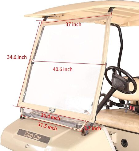 10L0L Golf Cart Foldable Windshield for Club Car DS, Portable Clear Film PVC Impact-Resistant Windproof in Saudi Arabia