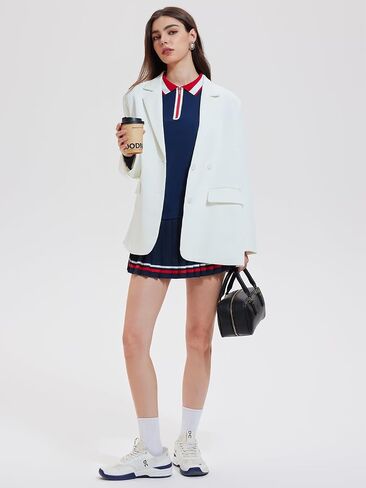 Women's Long Sleeve Tennis Dress, 2 Piece Athletic Skirt Set Outfit, Pleated Skirt for Golf, Pickleball, and Workout in Kuwait