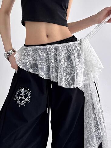 Women's Lace Wrap Skirt Cover Up - Sheer Swimwear Beach Skirt & Kpop Dance Hip Drape, Adjustable Flowy Chiffon Sarong in Saudi Arabia