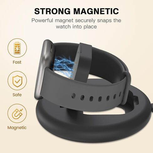 Charging Stand Compatible with Google Fitbit Ace LTE, Portable & Foldable Magnetic Charger with 3.3 Feet Charging Cord for Fitbit Ace LTE Smartwatch for Kids (Black) in Saudi Arabia