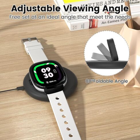 Charging Stand Compatible with Google Fitbit Ace LTE, Portable & Foldable Magnetic Charger with 3.3 Feet Charging Cord for Fitbit Ace LTE Smartwatch for Kids (Black) in Saudi Arabia
