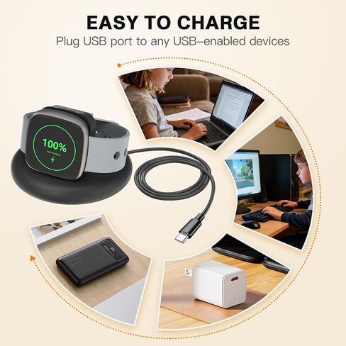 Charging Stand Compatible with Google Fitbit Ace LTE, Portable & Foldable Magnetic Charger with 3.3 Feet Charging Cord for Fitbit Ace LTE Smartwatch for Kids (Black) in Saudi Arabia
