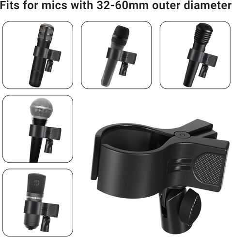 Universal Mic Clip Holder for Stand Microphone Clip Holder Microphone Holders Clamp Microphones Stand Clips Fit for Most Condenser and Wireless Microphones with OD 1.26" from 2.3" in Kuwait