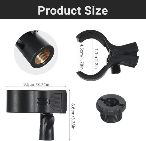 Universal Mic Clip Holder for Stand Microphone Clip Holder Microphone Holders Clamp Microphones Stand Clips Fit for Most Condenser and Wireless Microphones with OD 1.26" from 2.3" in Kuwait