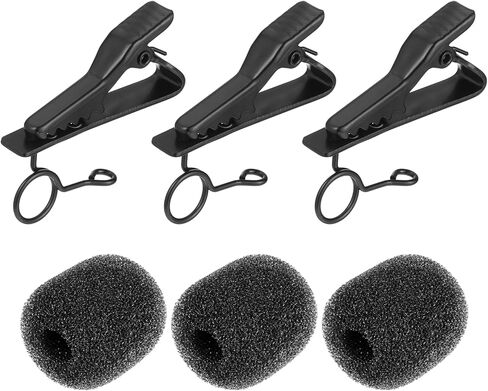 6Pcs Lapel Microphone Clips Replacement Kit, 3Pcs Lapel Mic Windscreen Foam Covers and 3Pcs Lavalier Microphone Clips in Kuwait