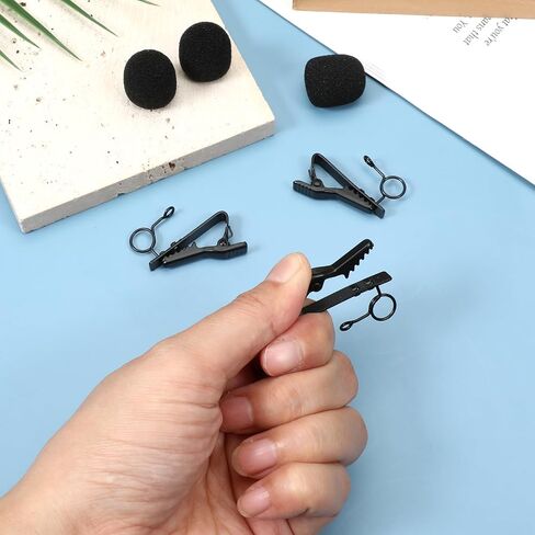 6Pcs Lapel Microphone Clips Replacement Kit, 3Pcs Lapel Mic Windscreen Foam Covers and 3Pcs Lavalier Microphone Clips in Kuwait