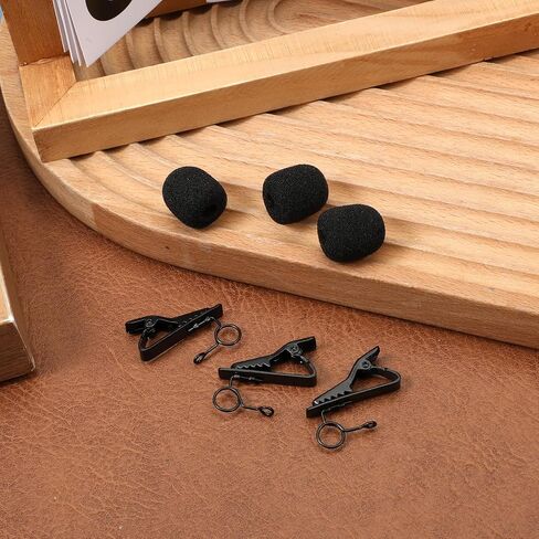6Pcs Lapel Microphone Clips Replacement Kit, 3Pcs Lapel Mic Windscreen Foam Covers and 3Pcs Lavalier Microphone Clips in Kuwait