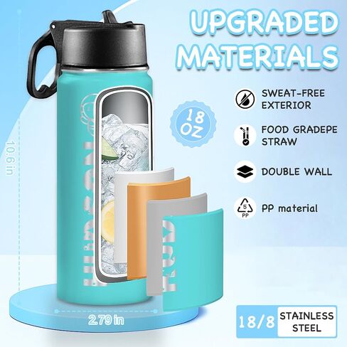 Ships From USA,Personalized Kids Water Bottle For School, 18 oz Custom Stainless Steel Water Bottle with Straw Lid,Double Wall Insulated BPA Free ,Personalized Gifts for Boys Girls (Engraved Names) in Saudi Arabia