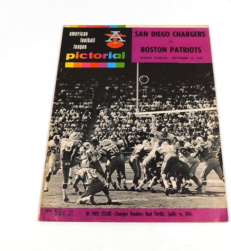 1966 بوسطن باتريوتس في برنامج سان دييغو تشارجرز لكرة القدم AFL 9-10-66 - برامج NFL in Saudi Arabia
