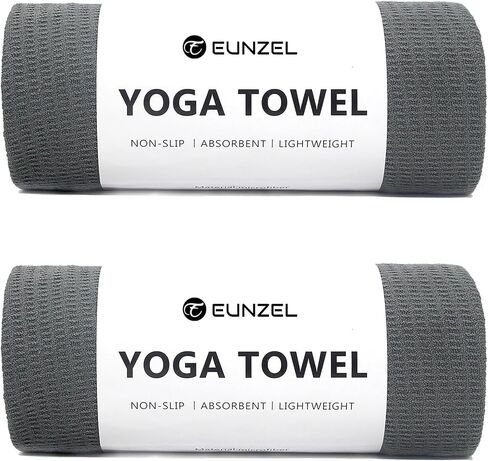 Eunzel 2 Pack Hot Yoga Towel, Non-Slip Yoga Mat Towel with Grip Dots Stickyfiber Sweat Absorbent Towel for Hot Yoga, Pilates and Workout 72" x 24", Blue in Saudi Arabia