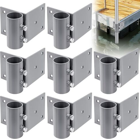Dock Pipe Brackets Sleeve Holder Side Leg Mount for Floating Docks, 5x5 Inch Backer Plate Grey Galvanized Steel, 2.1 Inch Inner Diameter, 4 Pack in Saudi Arabia