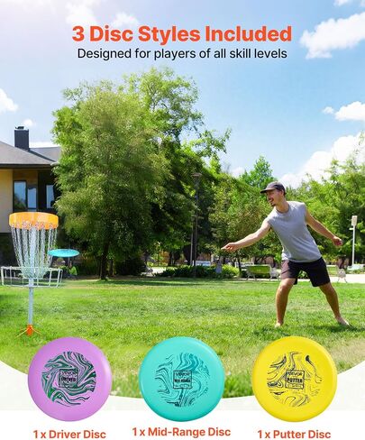 VEVOR Disc Golf Set, 8 Pack Disc Golf Starter Set, Beginners Flying Discs for Full-Body Strength Training, with Putter, Mid-Range, Driver, PDGA Approved, for Outdoor Backyard, Lawn, Beach, and Park in Saudi Arabia