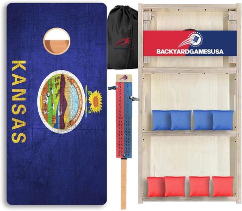 CornholeGamesUSA Pro Cornhole Boards Set | Made in USA | 3/4 Baltic Birch | No Bounce | Triple Thick Legs | Two Brace & Handles, Tournament 2x4 Regulation Set with Score Tower & Cornhole Bags in Saudi Arabia