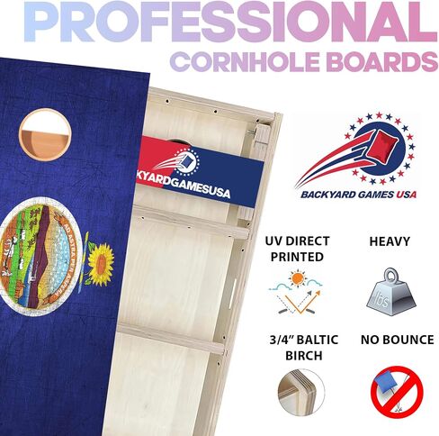 CornholeGamesUSA Pro Cornhole Boards Set | Made in USA | 3/4 Baltic Birch | No Bounce | Triple Thick Legs | Two Brace & Handles, Tournament 2x4 Regulation Set with Score Tower & Cornhole Bags in Saudi Arabia