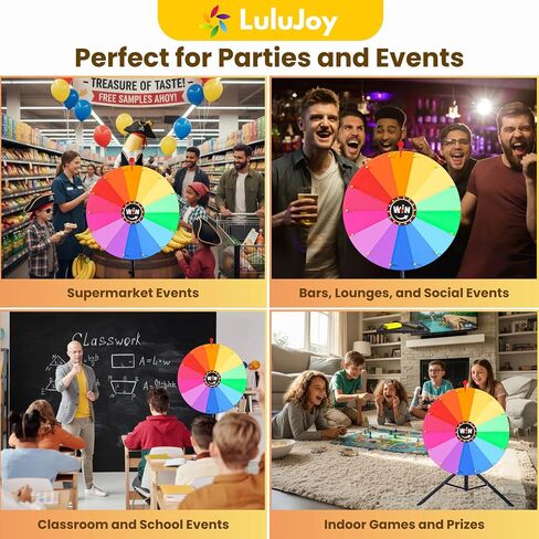 24-inch Spinning Prize Wheel, Ajustable 33"-66" Height Doodle Game Spinner, Spin to Win Prize Wheel with Stand, Spin Wheel for Prize with Lockable Wheels, Wheel of Fortune Game, 14 Colors in Saudi Arabia