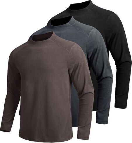 3 Pack Men's Crewneck Pullover Soft Long Sleeve Thermal Shirts Running Gym Workout Winter Warm Sweatshirt in Kuwait