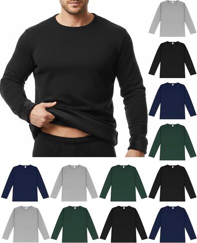 12 Pcs Mens Fleece Lined Sweatshirt Bulk Crew Neck Pullover Long Sleeve Thermal Tops for Wholesale Donation Homeless in Saudi Arabia
