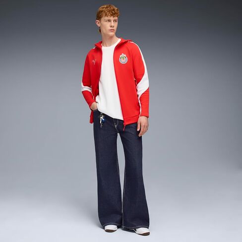 PUMA Men's Standard Chivas Evostripe Hooded Jacket, Red-White AH25 in Saudi Arabia