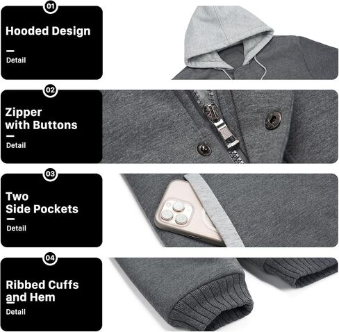 MANTORS Men's Heavyweight Fleece Hoodies Full Zip Sherpa Lined Warm Thick Hoodie Jacket Coats in Saudi Arabia