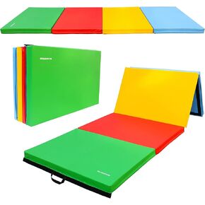 Fitvids Folding Exercise Aerobics Mat, 4'x10'x3" Extra Thick High Density Anti Tear Gymnastics Gym Folding Exercise Aerobics Mats for MMA, Stretching, Cheerleading Martial Arts, Gymnastic, Blue in Kuwait