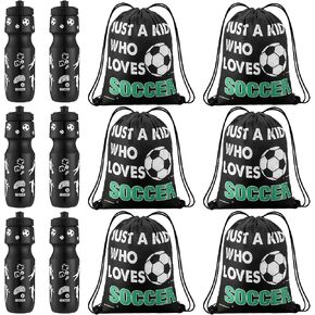 12 Pcs Soccer Party Favors 24 oz Soccer Gift Water Bottle with Drawstring Bag Set Goodie Bags for Sports Team Gifts Birthday Decoration in Kuwait