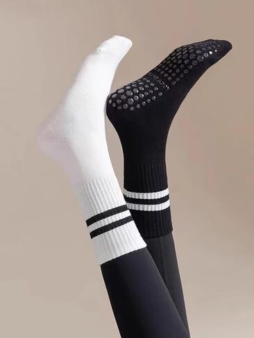 4 Pairs Women's Athletic Socks, Women's Yoga Socks with Non Slip Grippers,Pilates Grippy Socks for Women in Saudi Arabia