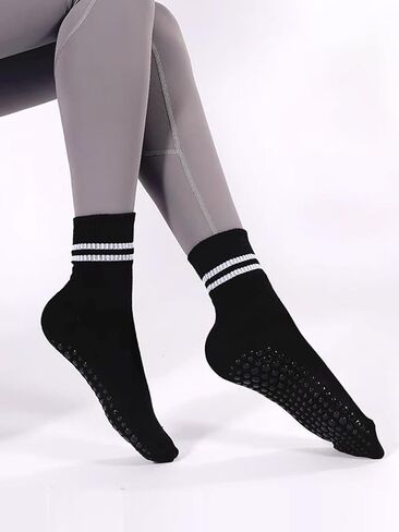 4 Pairs Women's Athletic Socks, Women's Yoga Socks with Non Slip Grippers,Pilates Grippy Socks for Women in Saudi Arabia