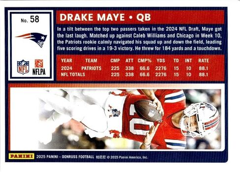 New England Patriots 2025 Donruss Factory Sealed Team Set Featuring a Drake Maye 2nd Year Card and Stefon Diggs with Kyle Williams, TreVeyon Henderson and Will Campbell Rated Rookie Cards Plus in Saudi Arabia