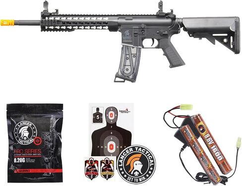 Lancer التكتيكية Gen 2 Airsoft M4 Carbine 10 "KeyMod Piactinny AEG Rifle-1000 Rounds 0.20g BBS، 9.6v Nimh البطارية والشاحن متضمنان in Kuwait