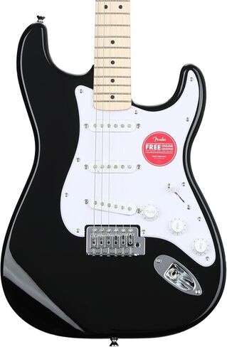 Fender Squier Sonic Stratocaster Electric Guitar - Black Finish, Maple Fingerboard, Includes Tuner and Strap in Saudi Arabia