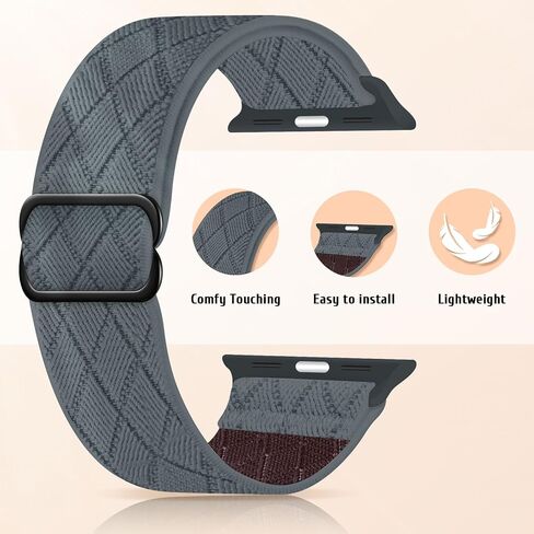 Elastic Single Loop Compatible with Apple Watch Band 38mm 40mm 41mm 42mm 44mm 45mm 46mm 49mm Women Men Sport Nylon Elastic Band Woven Wristband for iWatch Series 10 9 8 7 6 5 4 3 Ultra SE in Saudi Arabia