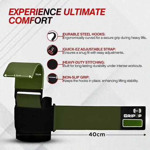 Weight Lifting Hooks – Heavy Duty Gym Straps for Deadlifts, Pull-Ups, Rows & Strength Training Secure Grip Support for Weightlifting, Powerlifting CrossFit Nylon & Neoprene Padding in Saudi Arabia