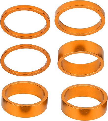 6Pcs Aluminum Alloy Bike Headset Spacer Set, Mountain Road Bicycle Handlebar Stem Spacers 2mm 3mm 5mm 10mm for 28.6mm Front Stem Fork in Saudi Arabia