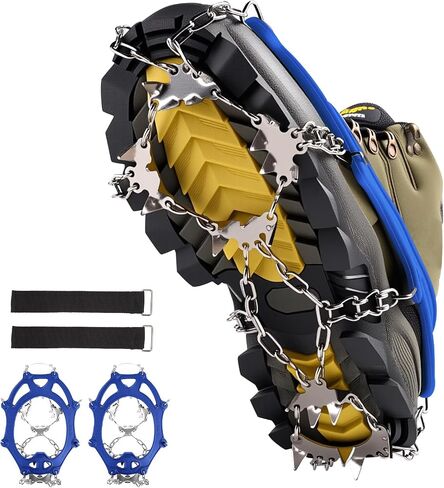 Walk Traction Cleats,24 Spikes Crampons for Shoes,Ready Ice Cleats - Unisex with Durable Alloy Teeth for Outdoor Activities, Climbing Mountaineering,Walking,Hiking in Saudi Arabia