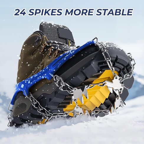 Walk Traction Cleats,24 Spikes Crampons for Shoes,Ready Ice Cleats - Unisex with Durable Alloy Teeth for Outdoor Activities, Climbing Mountaineering,Walking,Hiking in Saudi Arabia