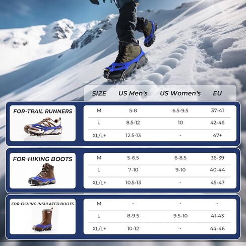 Walk Traction Cleats,24 Spikes Crampons for Shoes,Ready Ice Cleats - Unisex with Durable Alloy Teeth for Outdoor Activities, Climbing Mountaineering,Walking,Hiking in Saudi Arabia