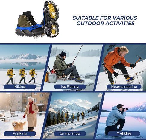 Walk Traction Cleats,24 Spikes Crampons for Shoes,Ready Ice Cleats - Unisex with Durable Alloy Teeth for Outdoor Activities, Climbing Mountaineering,Walking,Hiking in Saudi Arabia