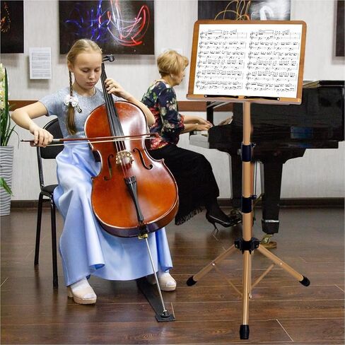Folding Music Stand - Portable Sheet Music Stand with Carrying Bag, Adjustable Wooden & Metal Desktop Book Stand Podium Lectern Holder for Guitar, Ukulele, Violin Players in Saudi Arabia