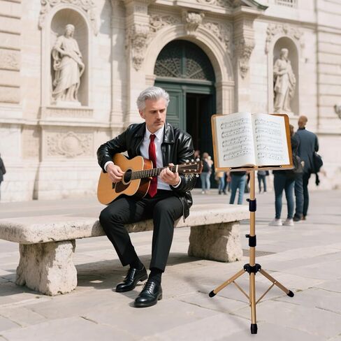 Folding Music Stand - Portable Sheet Music Stand with Carrying Bag, Adjustable Wooden & Metal Desktop Book Stand Podium Lectern Holder for Guitar, Ukulele, Violin Players in Saudi Arabia