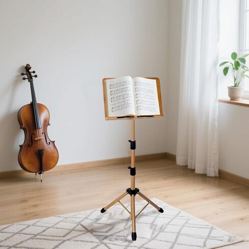 Folding Music Stand - Portable Sheet Music Stand with Carrying Bag, Adjustable Wooden & Metal Desktop Book Stand Podium Lectern Holder for Guitar, Ukulele, Violin Players in Saudi Arabia