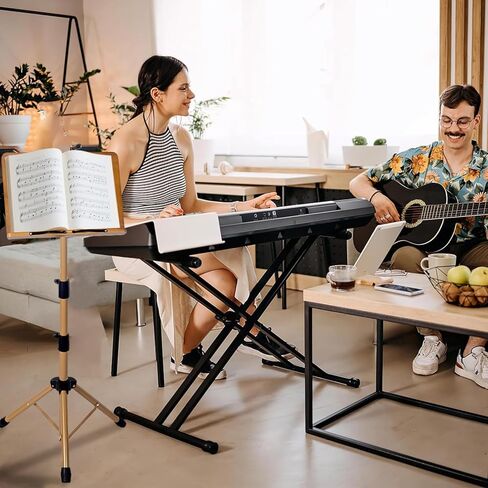 Folding Music Stand - Portable Sheet Music Stand with Carrying Bag, Adjustable Wooden & Metal Desktop Book Stand Podium Lectern Holder for Guitar, Ukulele, Violin Players in Saudi Arabia