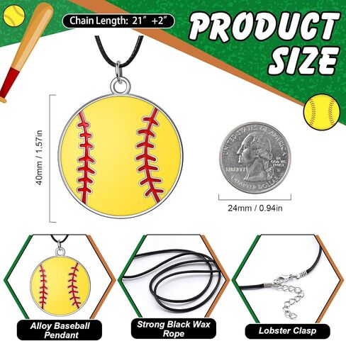 Landical 20 Set Sport Necklace Team Gift Bulk Softball Baseball Pendant Necklace with Card Softball Baseball Jewelry Sport Team Gift for Adult Women Men Player Lovers Party Favors in Saudi Arabia