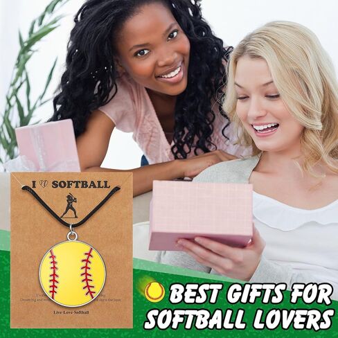 Landical 20 Set Sport Necklace Team Gift Bulk Softball Baseball Pendant Necklace with Card Softball Baseball Jewelry Sport Team Gift for Adult Women Men Player Lovers Party Favors in Saudi Arabia