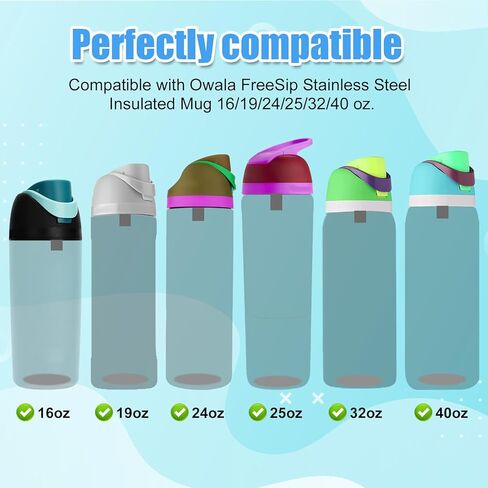 10pcs Water Bottle Replacement Parts Compatible with Owala FreeSip, BPA-Free Water Bottle Seal O Ring Replacement Stopper Top Straw Lid Accessories for Owala 16/19/24/25/32/40oz Gasket Plug in Saudi Arabia