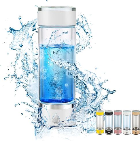 Hydrohealth Hydroh Hydrogen Water Bottle Generator, Portable and Rechargeable Hydro Health Hydrogen Water Bottle Glass with SPE Pem Technology,3 Min 4100 PPB Pure Hydrogen Rich Concentration in Saudi Arabia