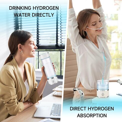 Hydrohealth Hydroh Hydrogen Water Bottle Generator, Portable and Rechargeable Hydro Health Hydrogen Water Bottle Glass with SPE Pem Technology,3 Min 4100 PPB Pure Hydrogen Rich Concentration in Saudi Arabia