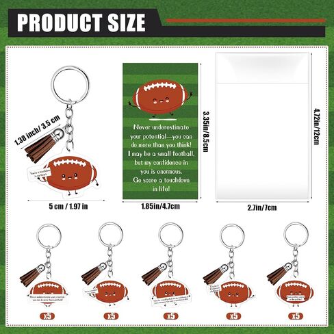 25 Sets Football Keychains Gifts Bulk Inspirational Acrylic Rugby Sports Keychains with Motivational Cards Christmas Goodie Bags Stuffers for Football Theme Party Favor Classroom Rewards in Saudi Arabia